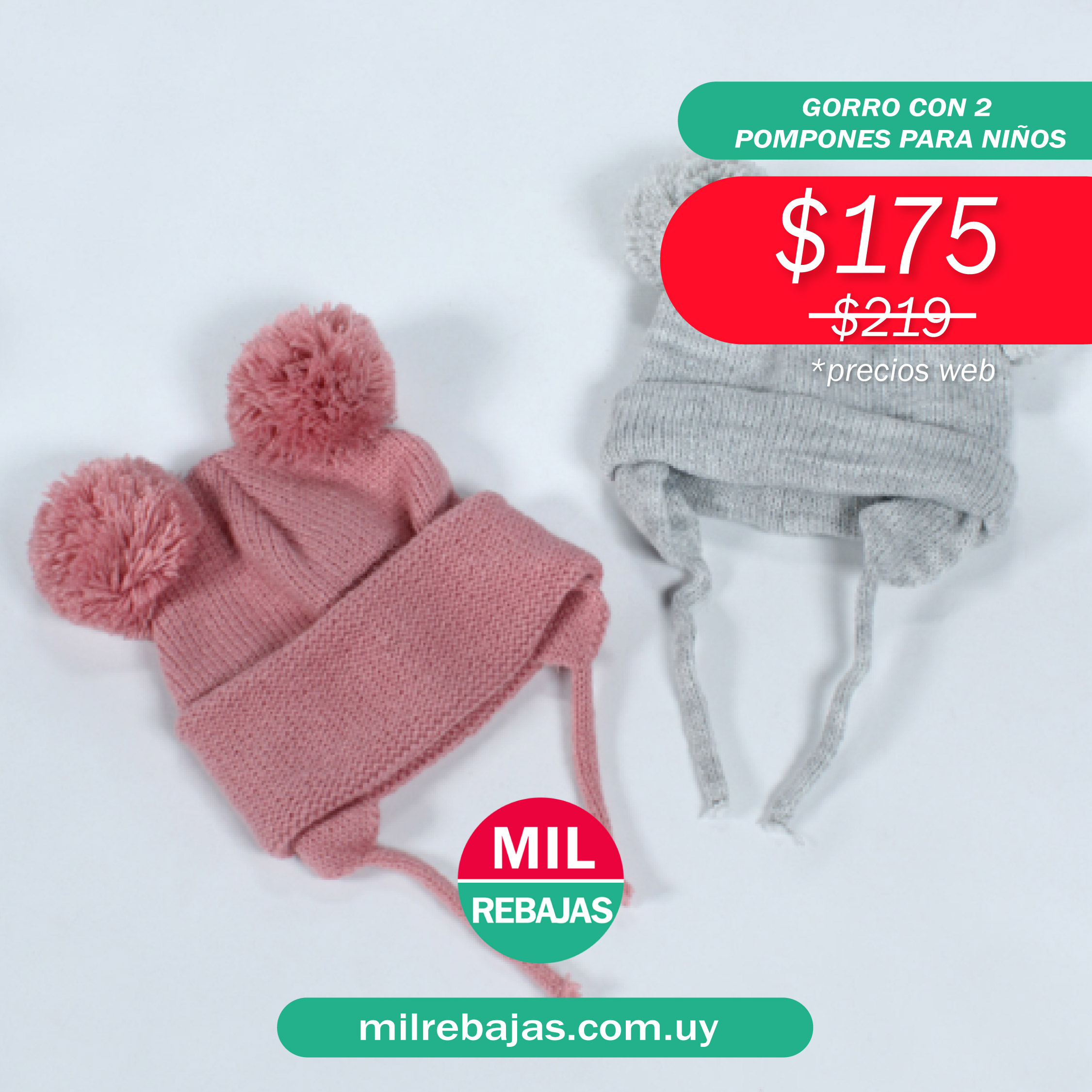 Gorro Con 2 Pompones Para Niños