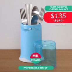 Porta Cubiertos Plástico Con Tapa