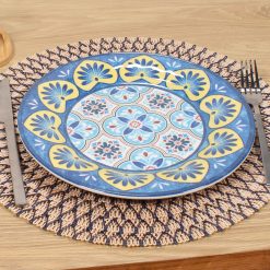 Plato Llano Azul Estampado