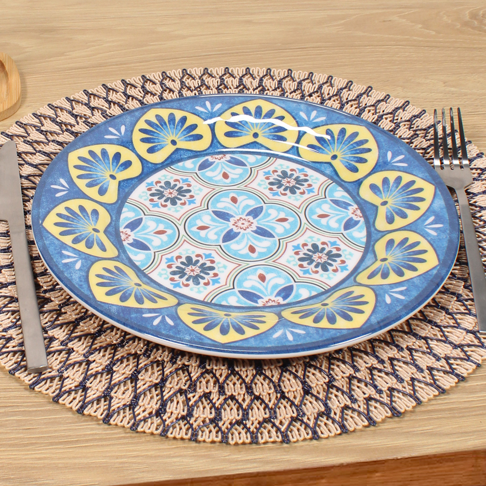Plato Llano Azul Estampado
