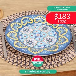 Plato Llano Azul Estampado
