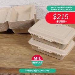 Set x 30 Bandejas De Bamboo Desechable