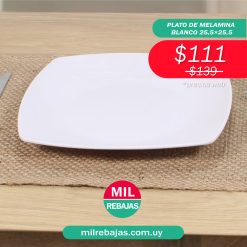 Plato De Melamina Blanco 25,5x25,5