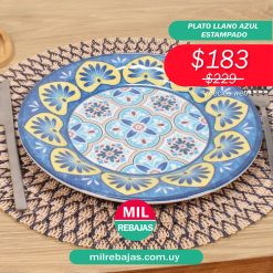 Plato Llano Azul Estampado